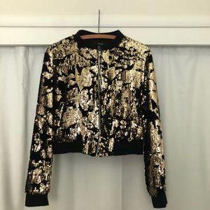 Gold and Velvet Sequined Bomber